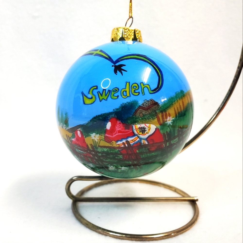 Handpainted Sverige Sweden Christmas Ornament
